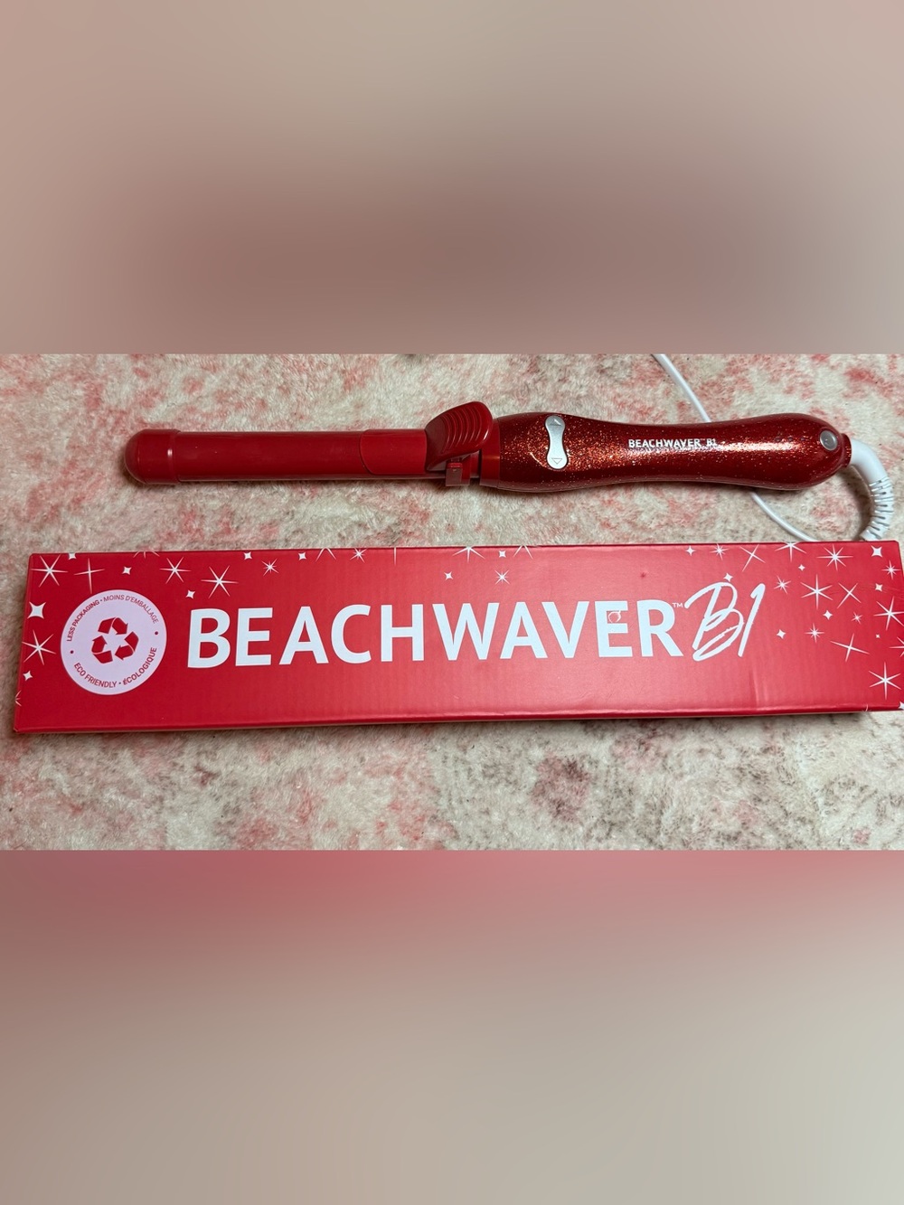 Red glitter beachwaver rotating curling iron